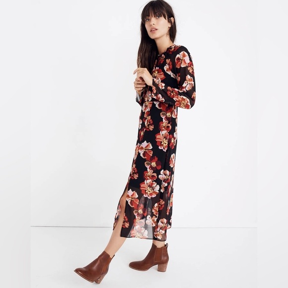 MADEWELL Shirred Midi Dress French Rose M - Picture 3 of 14